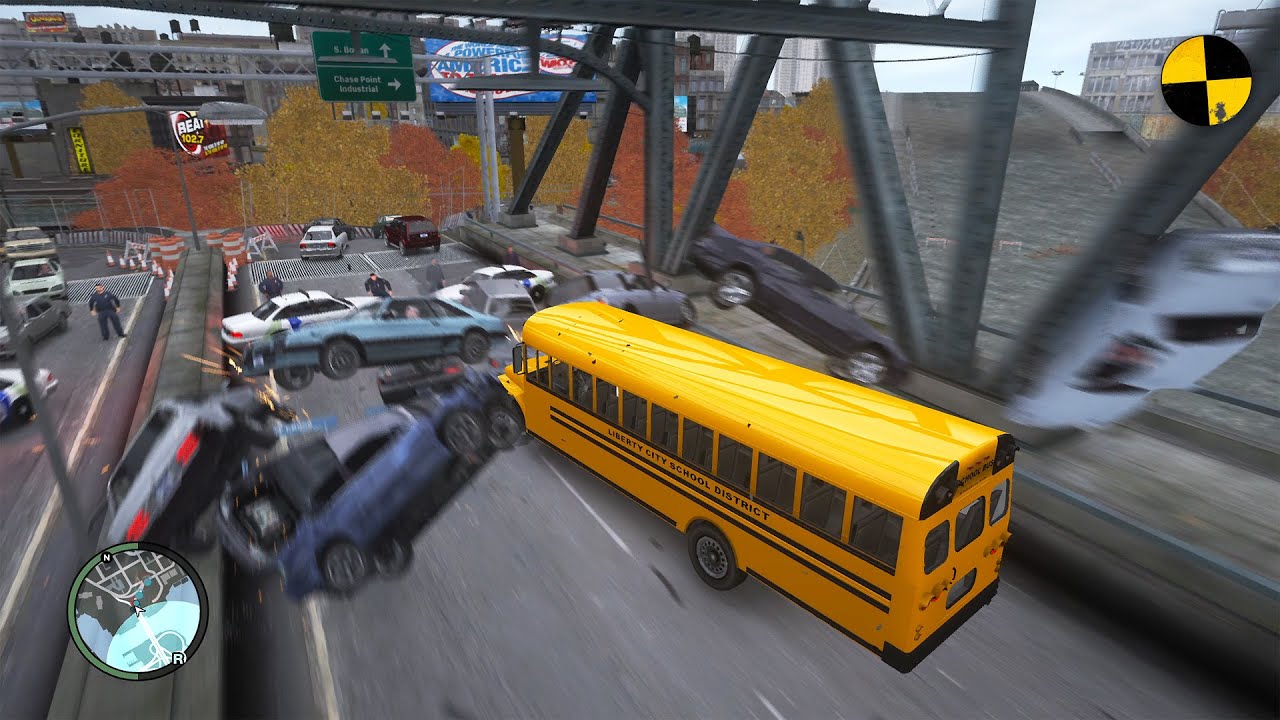 GTA 4 Crazy School Bus Crashes Ep.76