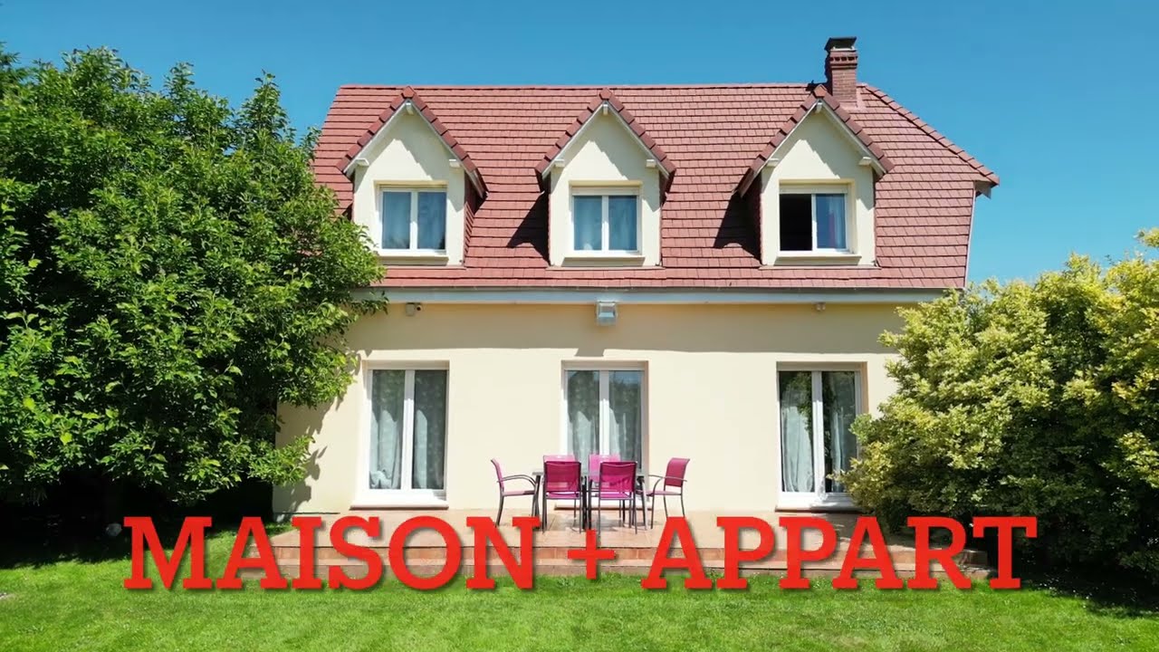 Maison F6 + Appartement F2 sur 1400 M² de jardin arboré à Houppeville
