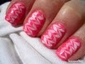 Neon pink and white  no water marble  nail art  neonowe mazance na paznokciach  basevehei