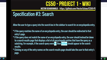 Project 1 - Wiki / CS50 - Demonstration video