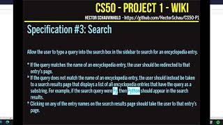 Project 1 - Wiki / CS50 - Demonstration video