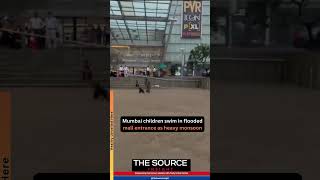 Mumbai Children Swim In Flooded Mall Entrance As Heavy Monsoon Rains
