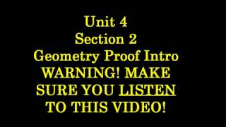 Unit 4 Section 2 Geometry Proofs Intro