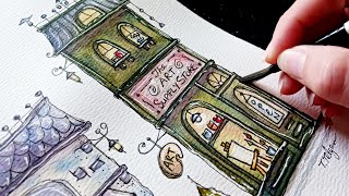 Painting a Cozy Art Shop in Watercolor | Viewer's Village Series Part 3