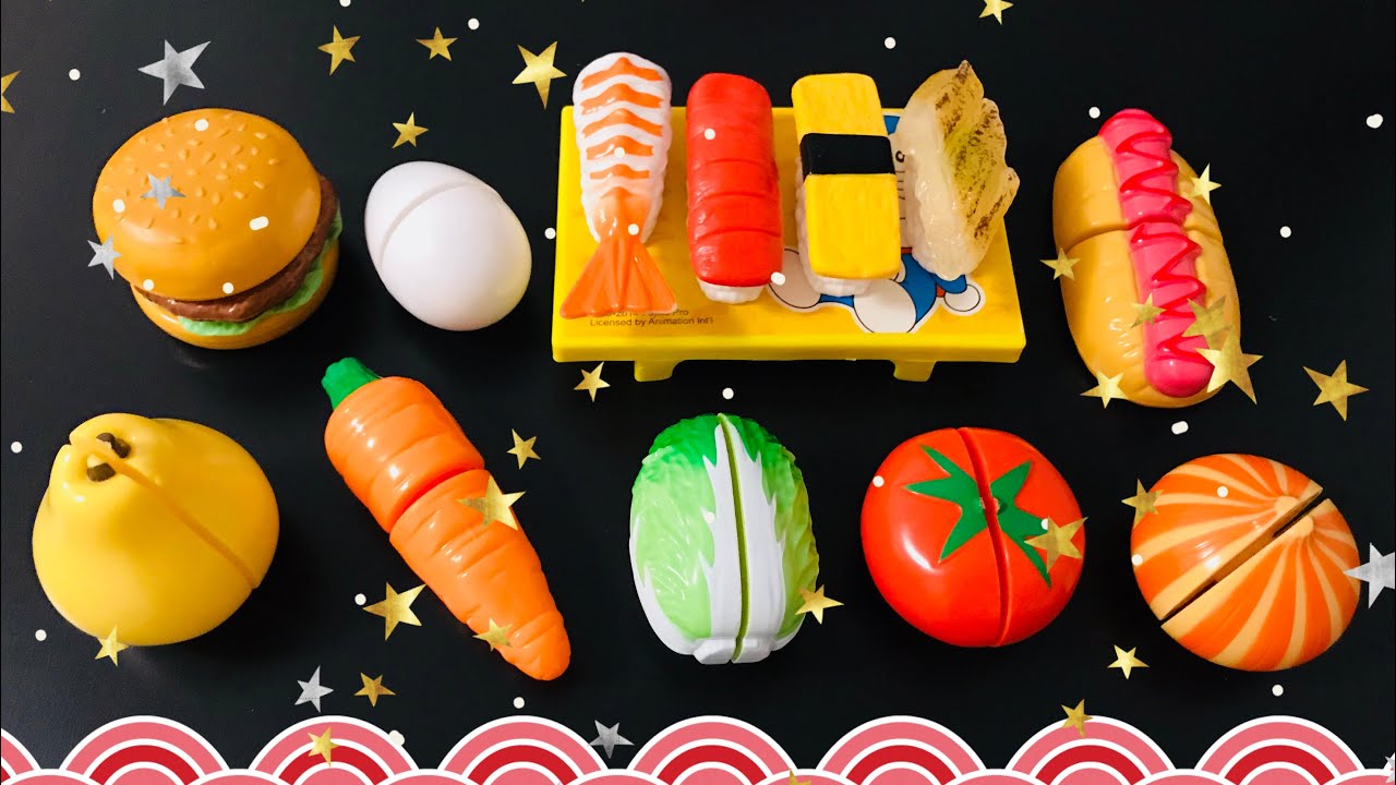 Fun Learning of Names of Fruits and Vegetables with Colourful Food Cutting Toys