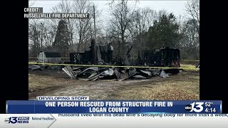 One person rescued from structure fire in Logan County