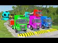 TRANSPORTING PIXAR CARS &amp; FRUITS WITH COLORED &amp; JOHN DEERE vs CLAAS vs TRACTORS - BeamNG.drive #962
