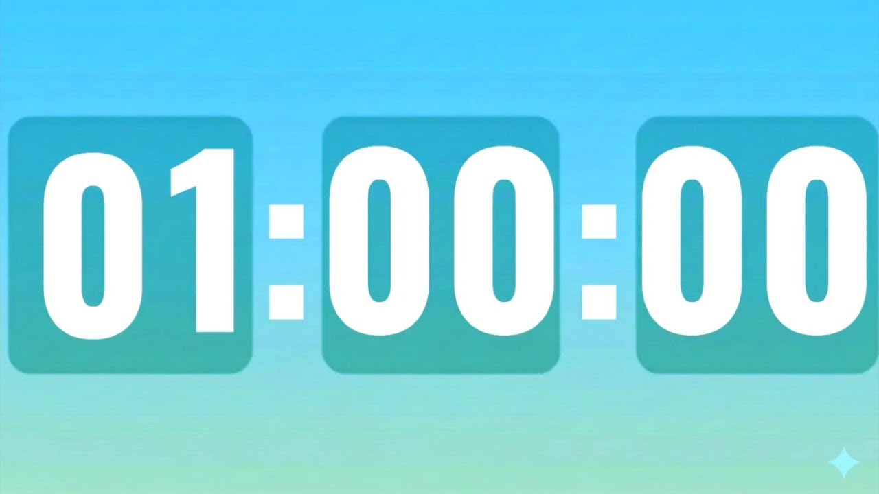 1 Hour Silent Study Timer with Ending Alarm 🩵| Countdown Timer 1 Hour | 60 Minute Timer | 1H Timer