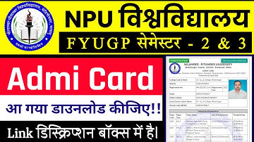 #NPU Palamu University semester 2 semester 3 admit card download #sem 2 sem 3 NPU Palamu admit card