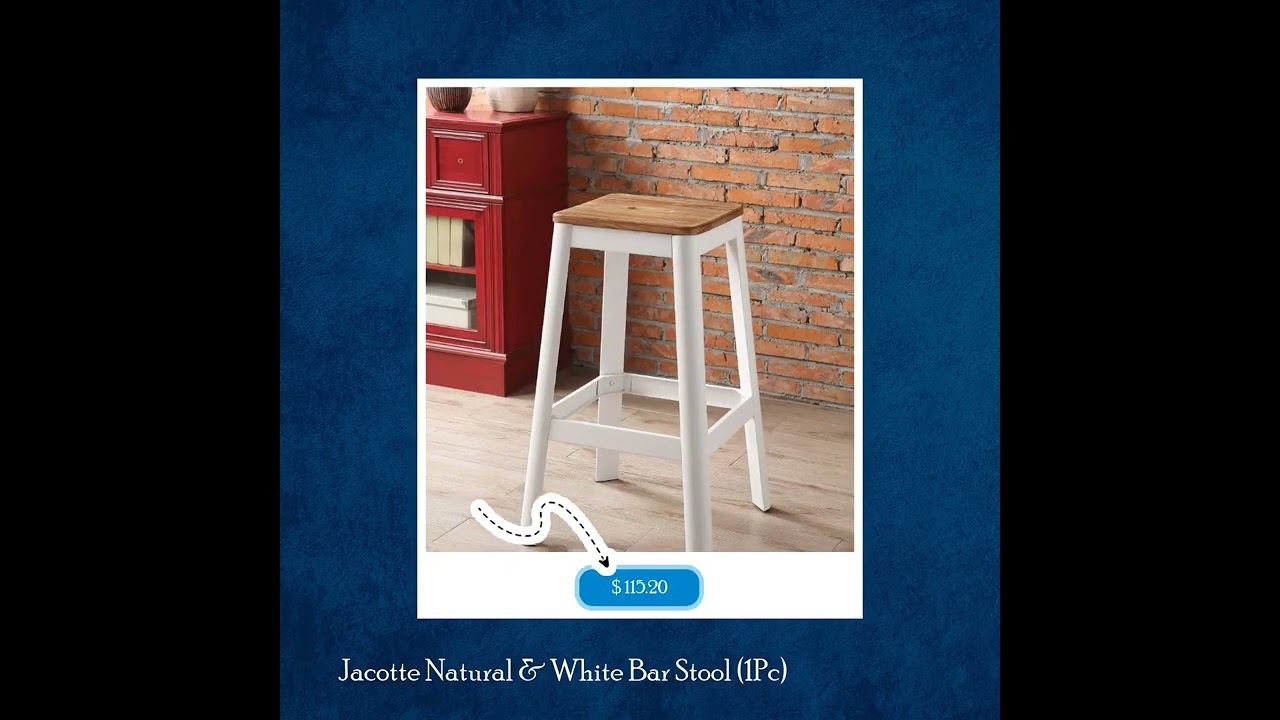 Jacotte Natural & White Bar Stool (1Pc)