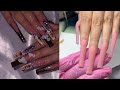 Brown fall freestyle  how to use blooming gel  acrylic nail tutorial 