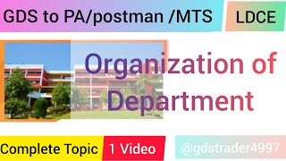 Organization of Department of Post GDSto MTS/Postman/PA