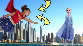 Super Girl Saves Elsa Frozen And Gets New Toys Like Nicole Show