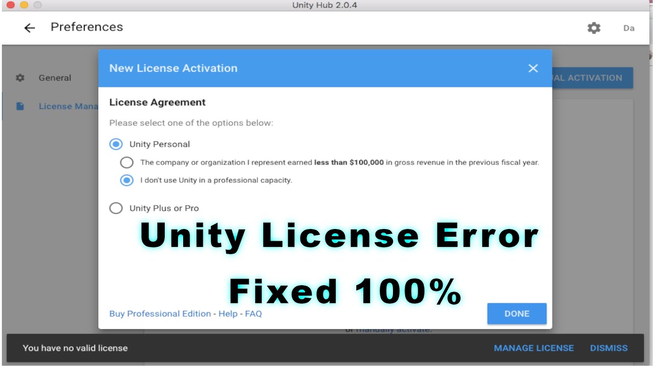 Invalid license. Unity License. Unity License Error. Лицензия Юнити. Персональная лицензия Юнити.