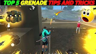 Top 5 Grenade tips and tricks | Free Fire grenade character | king of grenade