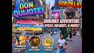 Japan Vlog Day 2: Exploring Shinjuku - Eating Gyozas, Godzilla Head, Don Quijote, Arcade and More!
