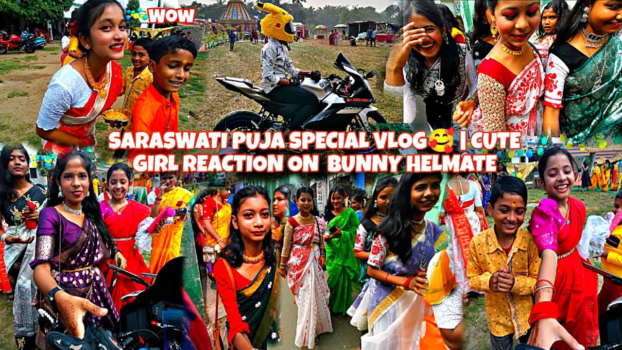 SARASWATI PUJA SPECIAL VLOG🥰 | CUTE GIRL REACTION ON YAMAHA R15M @contairider9991