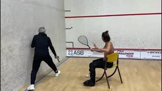 SQUASH. Camille Serme first training injured (drop shots)