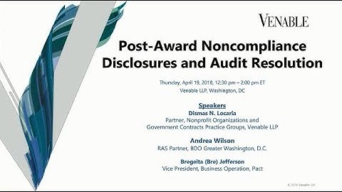 Post-Award Noncompliance Disclosures and Audit Resolution