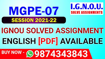 MGPE-07 Solved Assignment 2021-22 in English, MGPE 7 Solved Assignment 2022, MGPE 7 Assignment