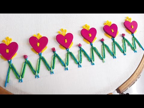 Easy Border Design using Buttons (Hand Embroidery Work)