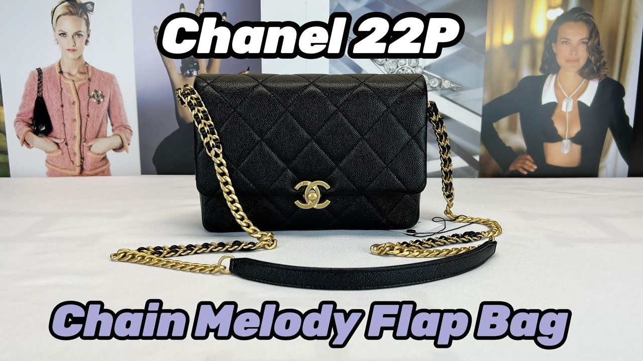 Chanel 22P Chain Melody Flap Bag Black Caviar with Antique Gold Hardware -  YouTube