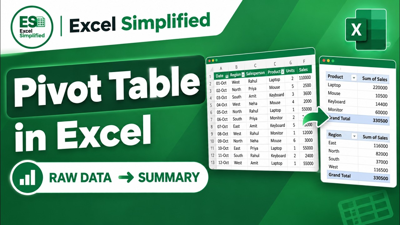 Pivot Table in Excel in Hindi | Create Reports in Minutes (Beginner ...