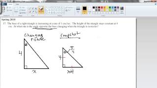 UPenn Math 103 Related Rates Example 4