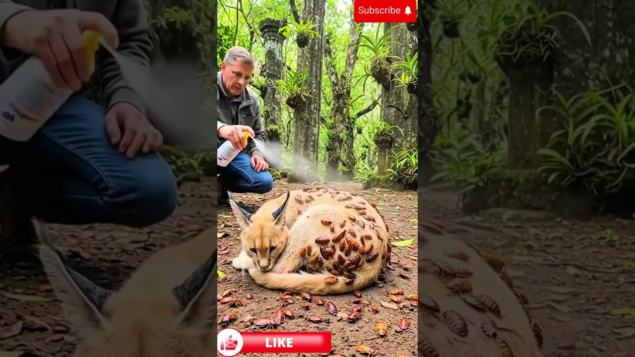 The forest cat asked for help from humans 