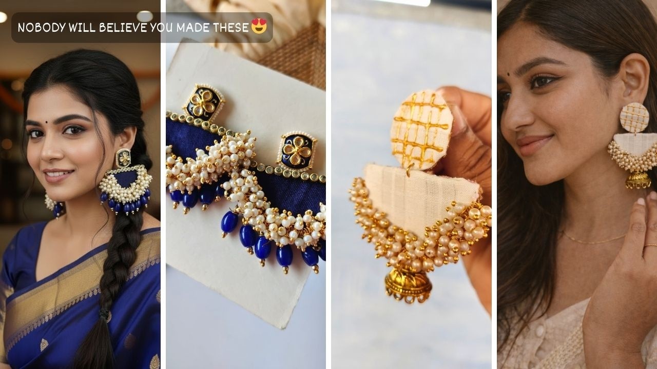 How to make unique earrings at home | DIY long earrings making at home | DIY stud earrings