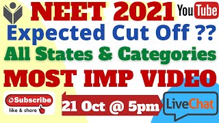 NEET 2021 | Expected Cut off | Highest  & Lowest Cut Offs | Live Chat | Marks vs Rank |