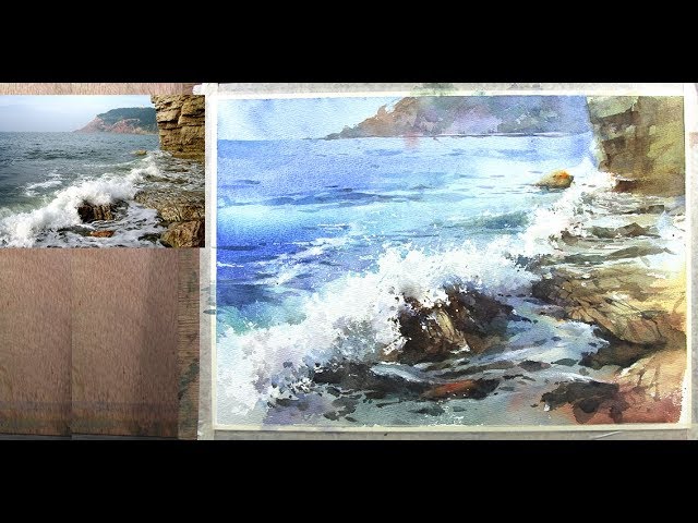 水彩示範 海的聲音 王文詵 Youtube