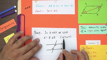 Theorem 8.2 chapter 8 class 9 | Prove that opposite sides of a parallelogram are of equal length