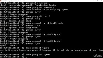 14. User management part 2 (userdel, groupdel, usermod)
