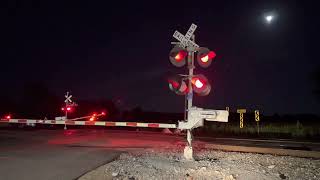 3 Trains on the CN Fulton Sub at nighttime in Dyersburg TN 8-12-22