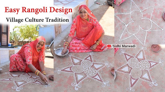 Indian Traditional Rangoli Easy Rangoli Design Mandana Art Village Culture Rangoli Making Video