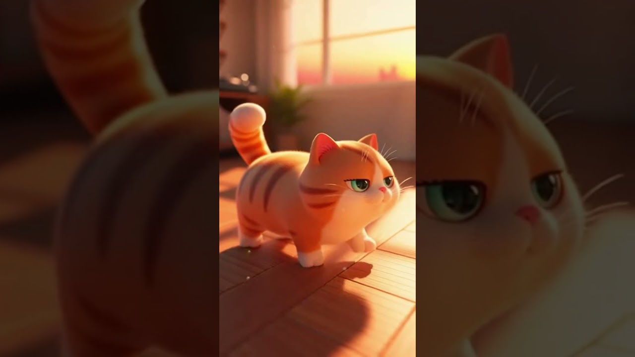 A Cartoon Orange Cat Wandering Around Indoors 🐱🚶✨｜室内をうろうろ歩き回るカートゥーンの橘猫