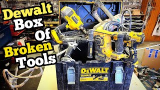 Another big Dewalt box, fill of broken tools needing repaired. Dewalt, Makita and Alfra tools fixed.
