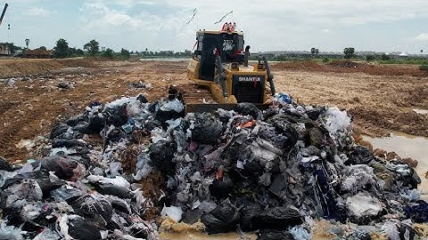 Amazing Update Actions! Operator Clear Garbage Dump Waste Construction Stone By Skill Dozer In Water