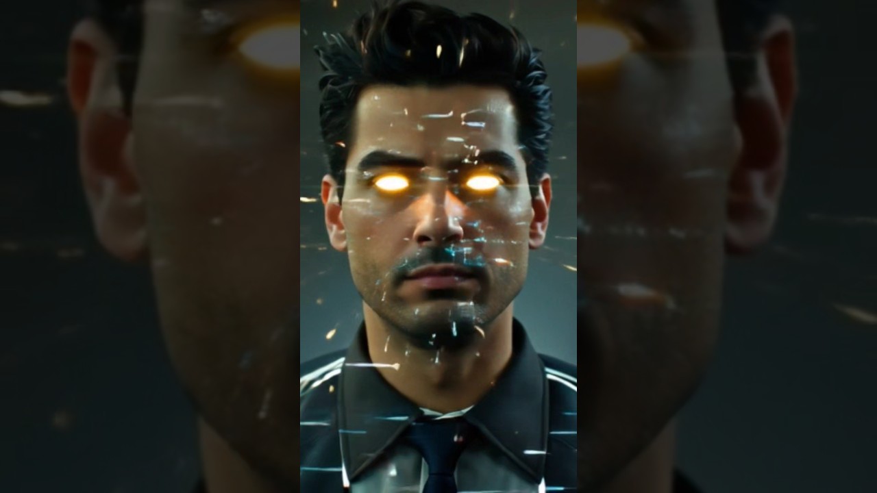 Human transforming into anime hybrid, glitch effects, pixel distortion, cyberpunk transition, glowin