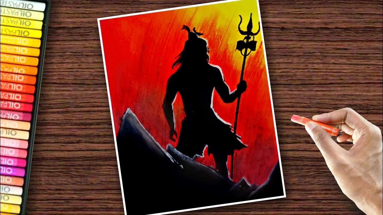 Maha Sivaratri Drawing | Lord Shiva Standing Shadow Drawing with ...