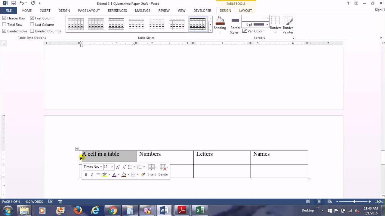 Inserting and Formatting a Table in Microsoft Word - YouTube