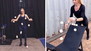 Circus Artist Shows Off Juggling Skills