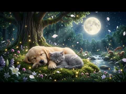 Moonlit Forest Dreams 🌙 Puppy & Kitten Sleep Music 🐶🐱 Peaceful Piano Lullaby for Deep Sleep