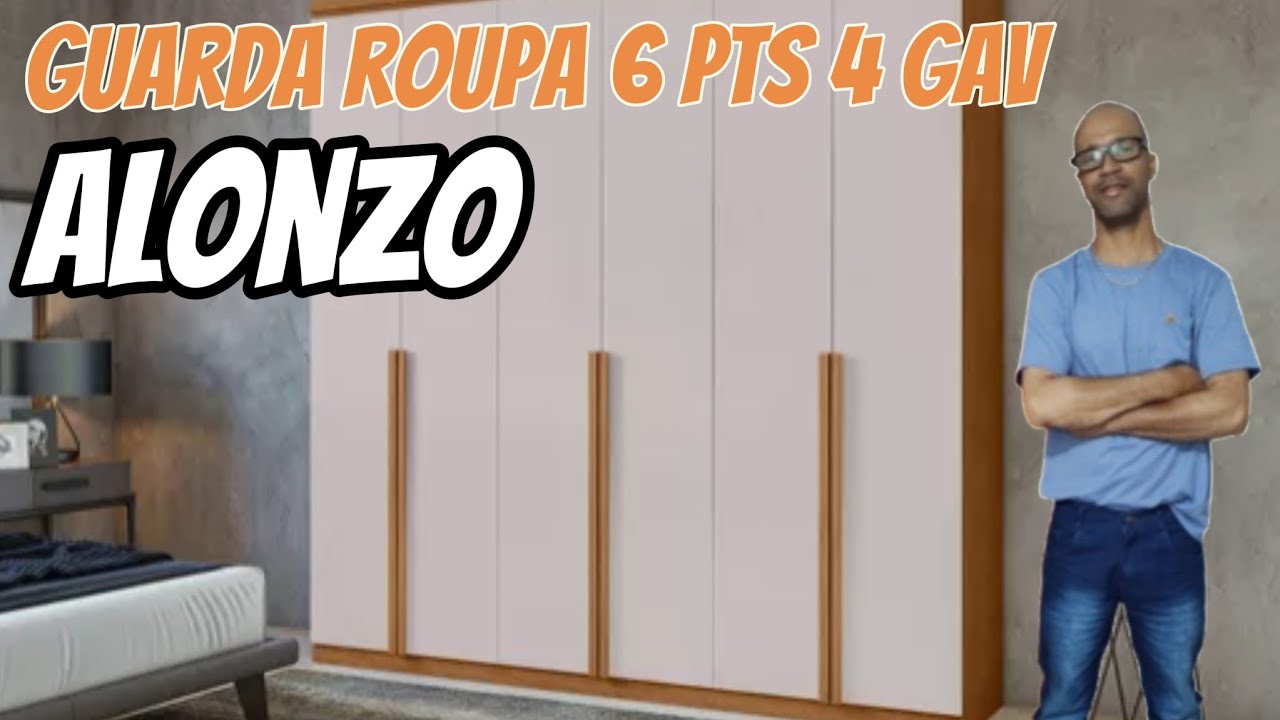 COMO MONTAR GUARDA ROUPA 6 PORTAS 4 GAVETAS ALONZO AMÊNDOA CLEAN