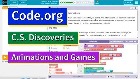 Collisions Lesson 18.8 Code.org Animation Tutorial with Answers