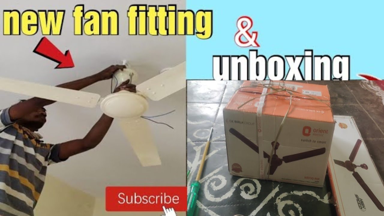 New fan fitting and unboxing in telugu Ceiling fan fitting New fan