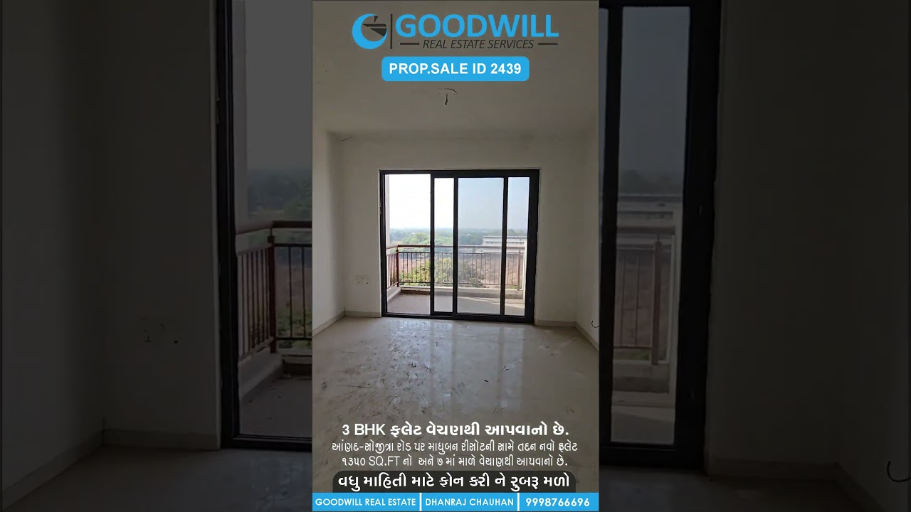 3BHK FLAT FOR SALE IN ANAND SOJITRA ROAD (SALE PROP ID 2439) 