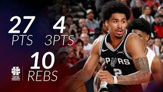 Dylan Harper 27 pts 4 threes 10 rebs vs Blazers 2026 PO G3