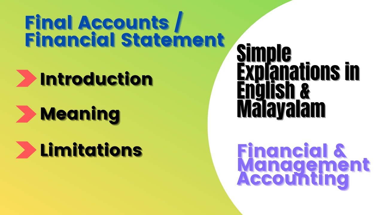 Final Accounts or Financial Statements Introduction Meaning